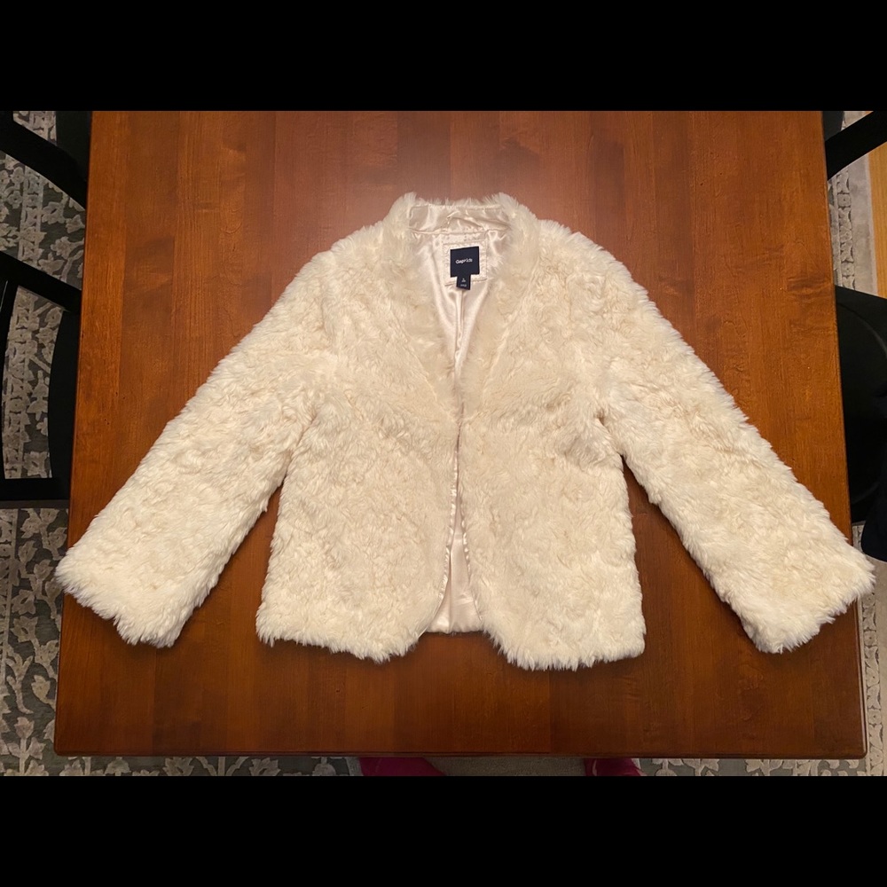 GapKids | faux Fur Jacket | white | sz 10 (girls)